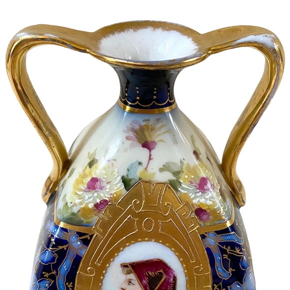 ANTIQUE RW RUDOLSTADT GERMANY PORCELAIN SMALL HAND PAINTED VASE - Picture 7 of 12